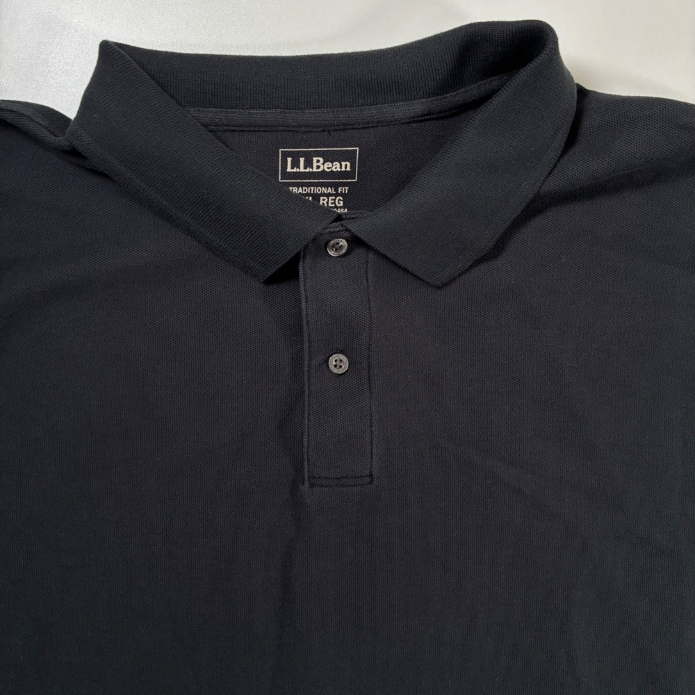 L.L.Bean Polo Shirt 3XL Black Traditional Fit Short Sleeve Pique Cotton